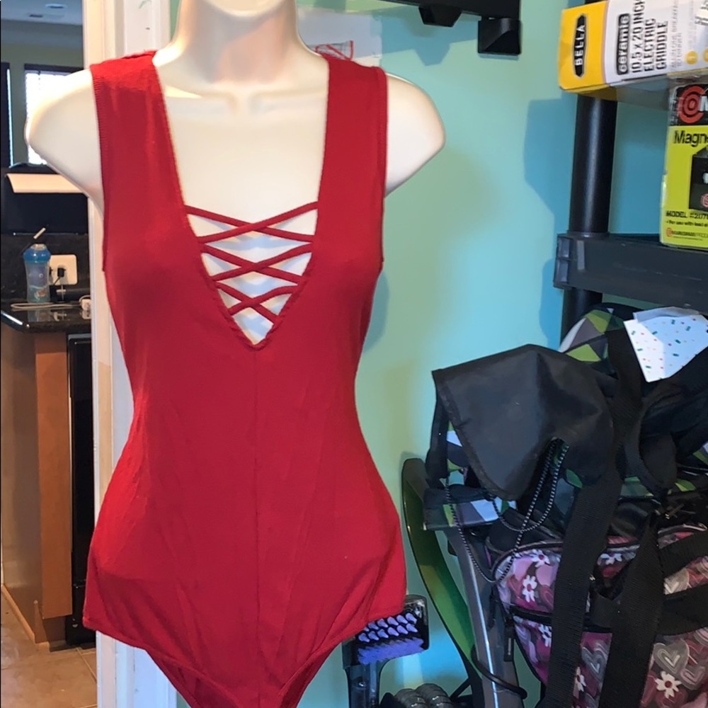Dark Red Rope Bodysuit